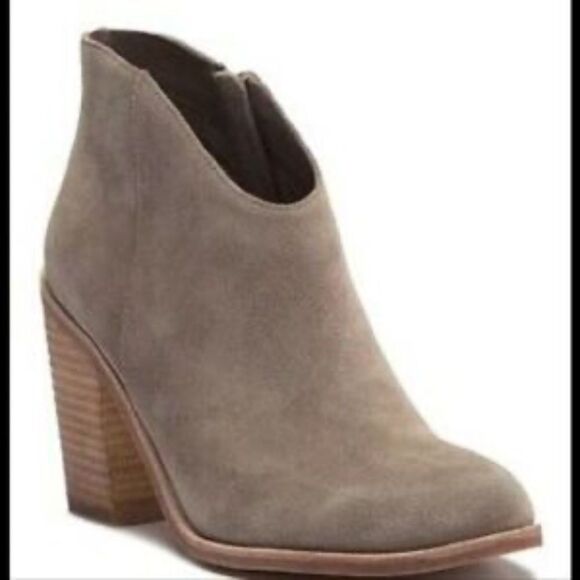 Jeffrey Campbell Laszlo Grey Suede Stack Heel Booties Sz 6 - Picture 1 of 7